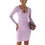 Violette Langärmelige Mini Rundhals-Ausschnitt Bandage-Kleider & Bodycon-Kleider für Damen Größe L für den für den Herbst 