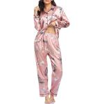 Pinke Gepunktete Sexy Pyjamas lang aus Polyester für Damen Größe S 2-teilig für den für den Sommer 