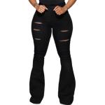 Dunkelgrüne Unifarbene Boho Ripped Jeans & Zerrissene Jeans aus Denim für Damen Größe 4 XL für den für den Herbst 