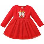 Rote Mini Kinderkleider mit Ärmeln aus Mesh für Mädchen Größe 80 für den für den Herbst 