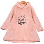Pinke Langärmelige Mini Kinderkapuzenkleider aus Polyester für Mädchen Größe 152 für den für den Herbst 