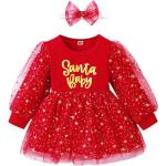 Rote Mini Kinderkleider mit Ärmeln aus Polyester für Mädchen Größe 98 für den für den Herbst 