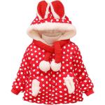Rote Gepunktete Elegante Atmungsaktive Kinderkapuzenmäntel aus Fleece für Mädchen Größe 86 für den für den Winter 