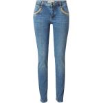 Blaue Bestickte Jeans mit Stickerei mit Reißverschluss aus Denim für Damen 
