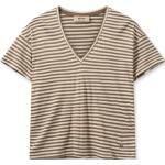 Bunte Gestreifte Kurzärmelige Mos Mosh Nachhaltige V-Ausschnitt T-Shirts aus Seide für Damen Größe S 
