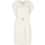 Reduzierte Weiße Kurzärmelige Mos Mosh V-Ausschnitt Damenkleider mit Schnalle aus Twill Größe XS 