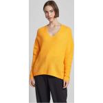 Orange Oversize Langärmelige Mos Mosh V-Ausschnitt Strickpullover aus Wolle für Damen Größe L 