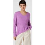 Violette Oversize Langärmelige Mos Mosh V-Ausschnitt Strickpullover aus Wolle für Damen Größe S 