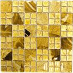 Goldene Quadratische Mosaik Wandfliesen matt aus Kristall 