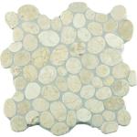 Cremefarbene Ovale Mosaik Wandfliesen aus Marmor 