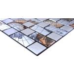 Silberne Mosaik Wandfliesen mit Weltkartenmotiv 