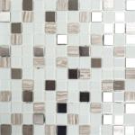 Weiße Quadratische Mosaik Wandfliesen matt aus Metall 
