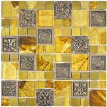 Goldene Mosaik Wandfliesen matt aus Kristall 
