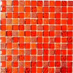 Rote Quadratische Mosaik Wandfliesen matt aus Kristall 