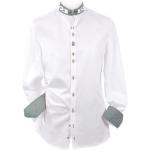 Weiße Bestickte Moschen Bayern Stehkragen Stehkragenhemden mit Hirsch-Motiv mit Knopf aus Baumwolle für Herren Größe M für den für den Frühling 