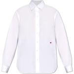 Weiße Langärmelige MOSCHINO Damenlangarmhemden mit Knopf aus Baumwolle 