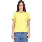 Reduzierte Gelbe Gestreifte MOSCHINO T-Shirts aus Baumwolle für Damen Größe M 