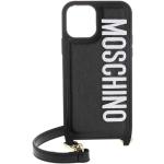 Reduzierte Schwarze Bestickte MOSCHINO iPhone 12 Hüllen aus Leder für Damen 