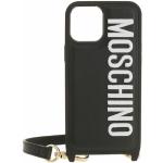 Reduzierte Schwarze Bestickte MOSCHINO iPhone 12 Hüllen aus Leder für Damen 