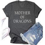 Graue Vintage Kurzärmelige Game of Thrones Daenerys Targaryen T-Shirts aus Baumwolle für Damen Größe S für Partys für den für den Sommer 