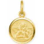 Goldene Amor Runde Schutzengel Anhänger mit Engel-Motiv aus Gold 14 Karat graviert für Herren 