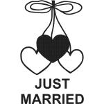 Motivstempel Holz "JUST MARRIED", 49 x 80 mm Heirat Trauung