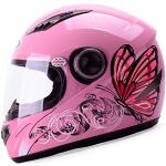 Motorrad Pink Helme Dirt Bike Jugend Integralhelm Anti-Fog klare Linse Motorradhelm Integralhelm Sturzhelm Street Bike Männer Frauen Leichter DOT/ECE-zugelassener Butterfly Helm,Rosa,One Size