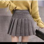 Anthrazitfarbene Casual Mini Leinenröcke aus Wolle Handwäsche für Damen für den für den Winter 