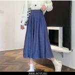 Khakifarbene Vintage Maxi Leinenröcke aus Leinen Handwäsche für Damen Einheitsgröße für den für den Herbst 