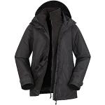 Schwarze Wasserdichte Atmungsaktive Mountain Warehouse 3-in-1 Jacken mit Perlen aus Fleece mit Kapuze für Damen Größe M für den für den Winter 