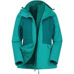 Grüne Wasserdichte Atmungsaktive Mountain Warehouse 3-in-1 Jacken mit Reißverschluss für Damen Größe XS für den für den Winter 