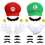 Rote Super Mario Luigi Schnurrbärte aus Kunstfaser für Herren Einheitsgröße 