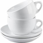 Weiße Tassen & Untertassen aus Porzellan stapelbar 4-teilig 