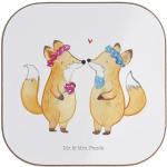 Weiße Mr. & Mrs. Panda Füchse LGBT Lesbian Pride Runde Bierdeckel mit Tiermotiv 1-teilig 