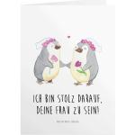 Weiße Mr. & Mrs. Panda Pinguin LGBT Lesbian Pride Grußkarten mit Tiermotiv 