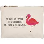 Weiße Motiv Mr. & Mrs. Panda Flamingo Schminktaschen & Make-Up Taschen mit Flamingo-Motiv aus Baumwolle für Herren Maxi / XXL 