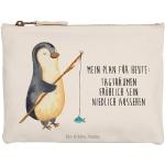 Weiße Motiv Mr. & Mrs. Panda Pinguin Schminktaschen & Make-Up Taschen mit Pinguinmotiv aus Canvas für Herren Maxi / XXL 