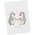 Weiße Mr. & Mrs. Panda Pinguin LGBT Lesbian Pride Hochzeitskarten mit Tiermotiv 