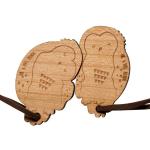 Mr. & Mrs. Panda Eulen-Schlüsselanhänger mit Eulenmotiv aus Massivholz für Damen zum Jubiläum 