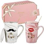 Reduzierte Pinke Romantische Kaffeetassen-Sets aus Keramik zum Valentinstag 