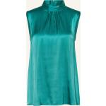 Grüne Mrs & Hugs Stehkragen Blusentops mit Reißverschluss aus Viskose für Damen Größe M für den für den Sommer 