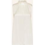 Weiße Mrs & Hugs Stehkragen Blusentops mit Reißverschluss aus Viskose für Damen Größe L für den für den Sommer 