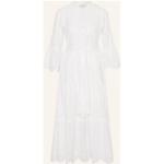 Reduzierte Weiße Gepunktete Mrs & Hugs Maxi Stehkragen Sommerkleider aus Baumwolle für Damen Größe M 