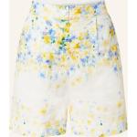 Cremefarbene Blumenmuster Mrs & Hugs High Waist Shorts mit Reißverschluss aus Baumwolle für Damen Größe XS 