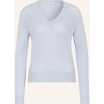 Reduzierte Hellblaue Mrs & Hugs V-Ausschnitt Kaschmir-Pullover aus Wolle für Damen Größe M 