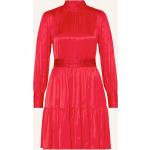 Reduzierte Rote Langärmelige Mrs & Hugs Stehkragen Taillierte Kleider mit Reißverschluss aus Viskose für Damen Größe L 