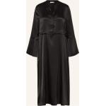 Reduzierte Schwarze Langärmelige Mrs & Hugs V-Ausschnitt Taillierte Kleider aus Seide für Damen Größe XS 