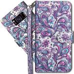 Bunte Blumenmuster Samsung Galaxy S8 Cases Art: Flip Cases mit Muster aus Leder mit Ständer klein 