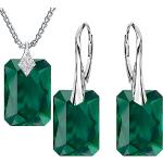 Emeraldfarbene Edelsteinohrringe glänzend aus Silber mit Smaragd für Damen 