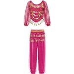 Pinke Bauchtänzerinnen-Kostüme mit Pailletten für Kinder Größe 98 